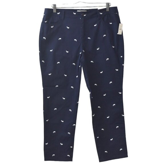 Talbots Simply Flattering Twill Straight Pants Womens 14P Navy Whale 5-Pocket - Picture 1 of 7